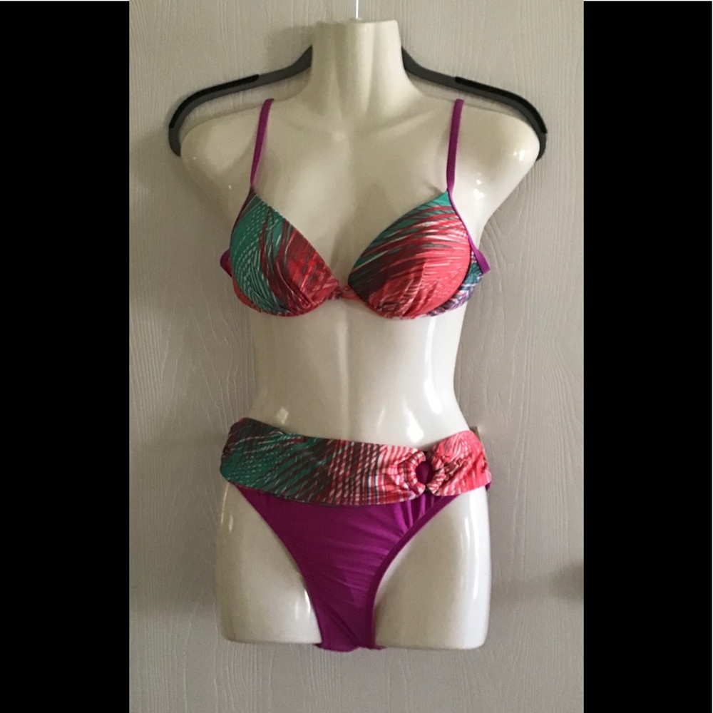 Athena belted bikini vibrant colors bottom size 6/top size 4 very colorful